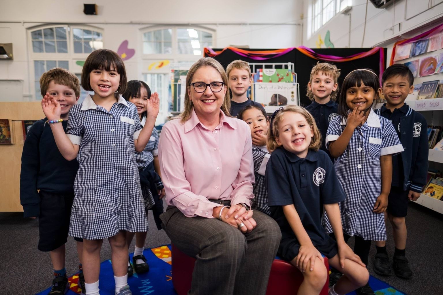 PRC Hon Jacinta Allan MP - Footscray Hon Premier Jacinta Allan with school students