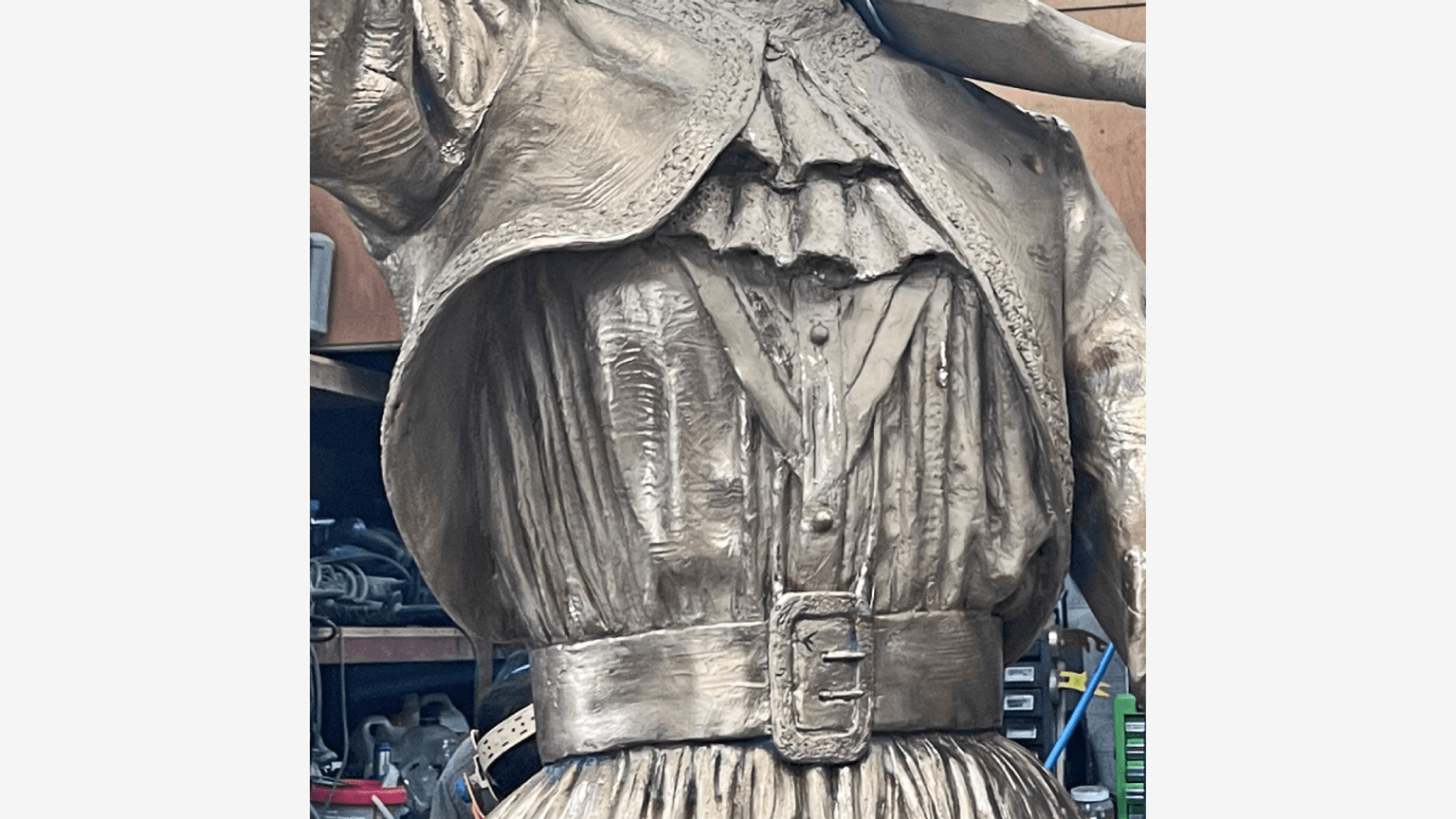 Barbara Rae sculpture bronze in foundry torso