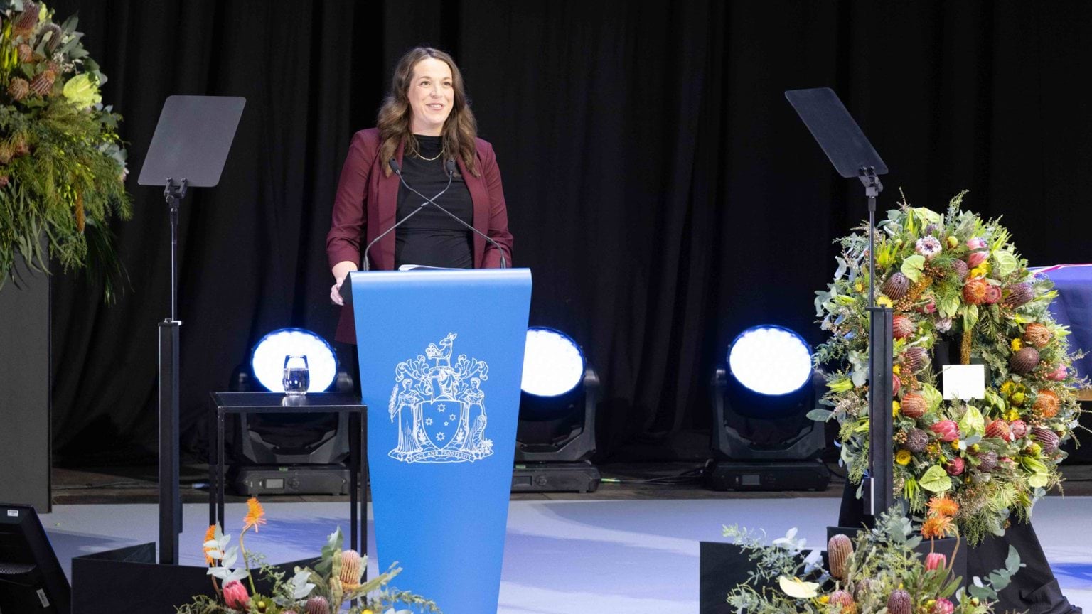 Bec Daniher spoke at her father Neale Daniher AO's State Funeral Service