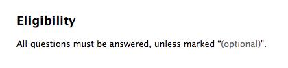 Form design: required fields explanation all questions must be answered, unless marked (optional)