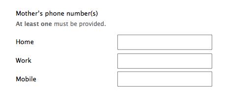 Form design: optional fields at least one answer must be provided explanation