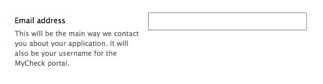 Form design: Example of collecting email addresses with a single text field.