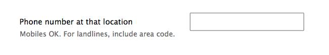 Form design: Example of collecting a phone number for each place of work.