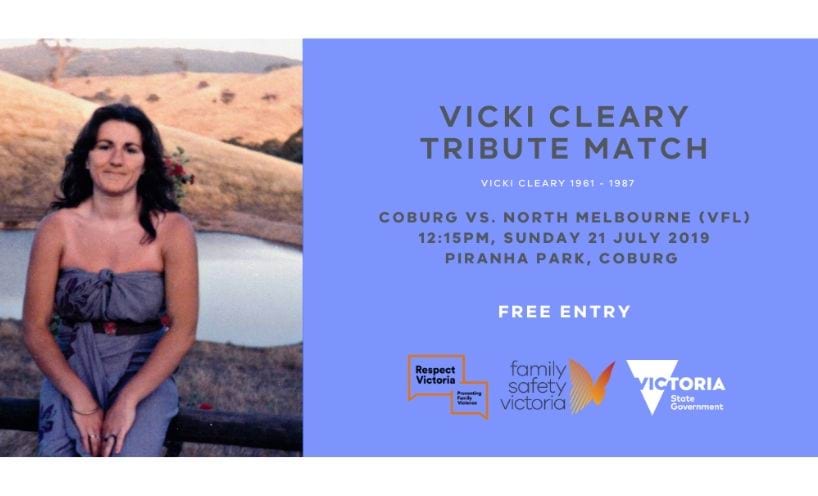 The Vicki Cleary Tribute match will be held on Sunday 21 July at Piranha Park, Coburyg