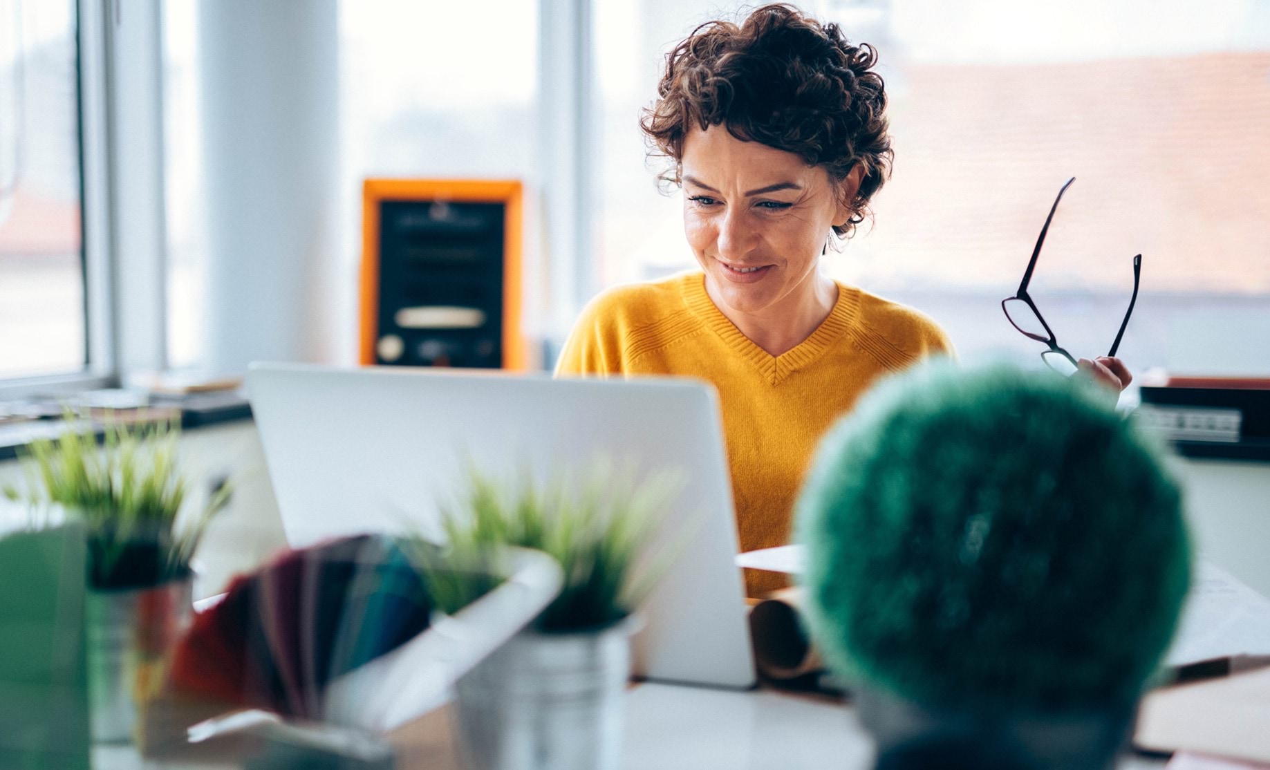 Woman in front of laptop