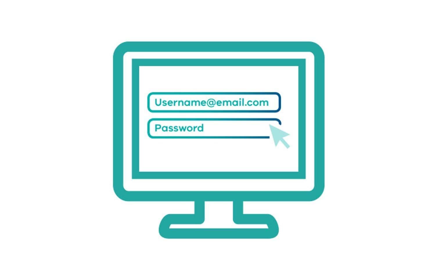 Computer screen with login fields Computer screen with login fields
