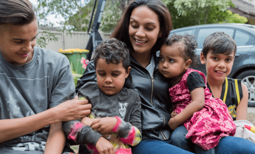 Woman and four children 