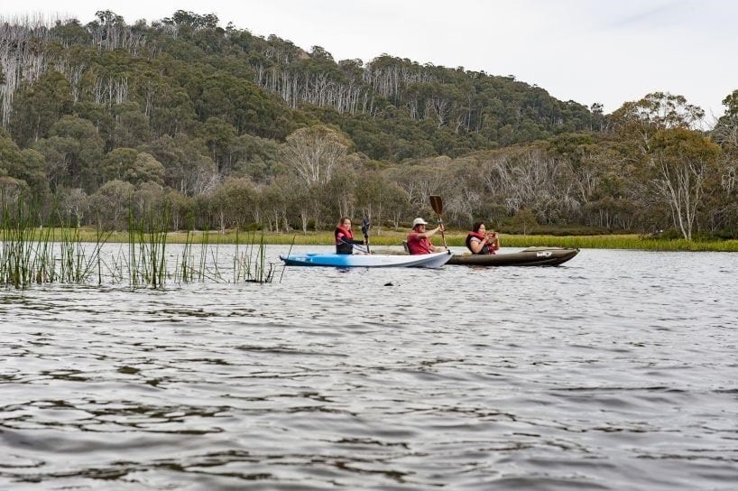 Group of kayakers on Lake Catani