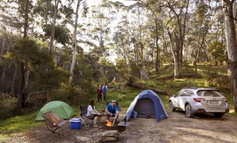 Group of people camping at Lerderderg campground