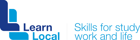 Learn Local tagline logo that says skills for study work and life