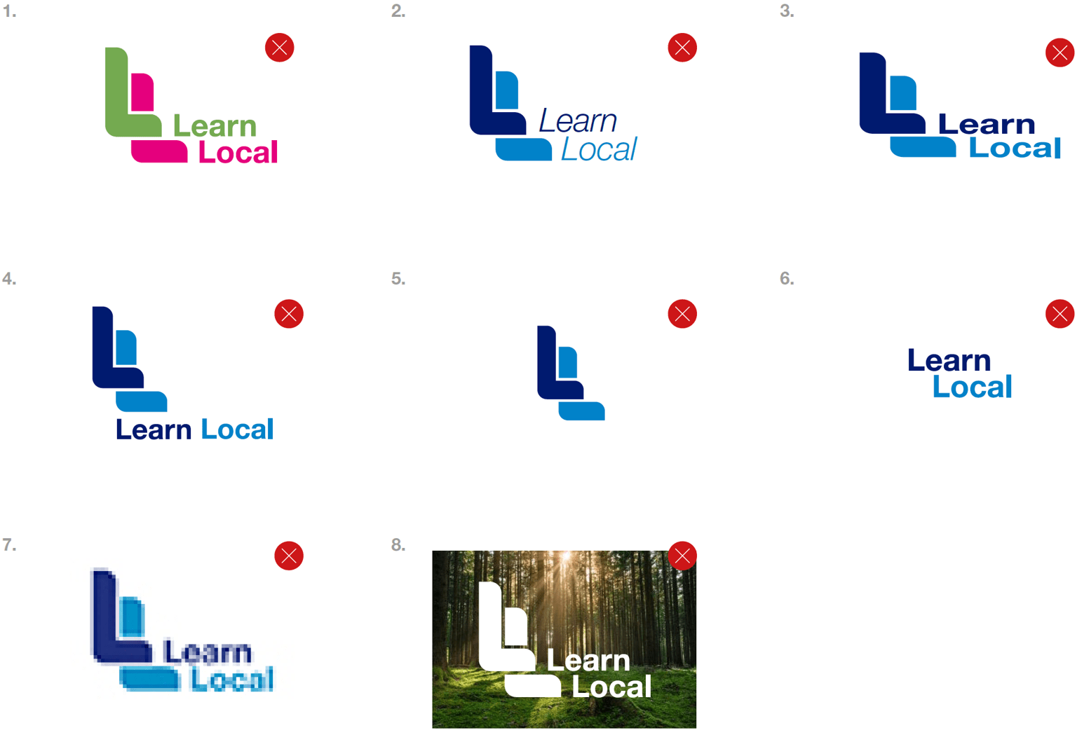 Learn Local brand guidelines logo misuse guide
