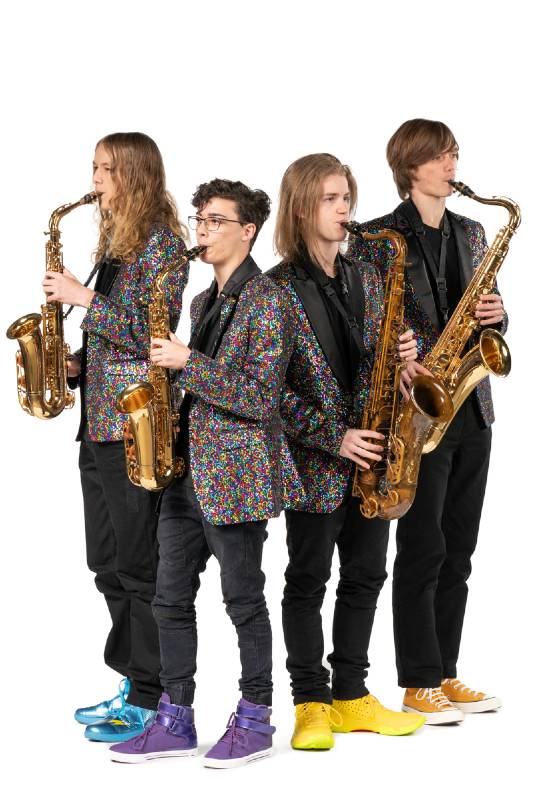 Aaron Western (Alto Sax), Cameron Taylor (Alto Sax), Thomas English (Tenor Sax) and Tristan Western (Tenor Sax)