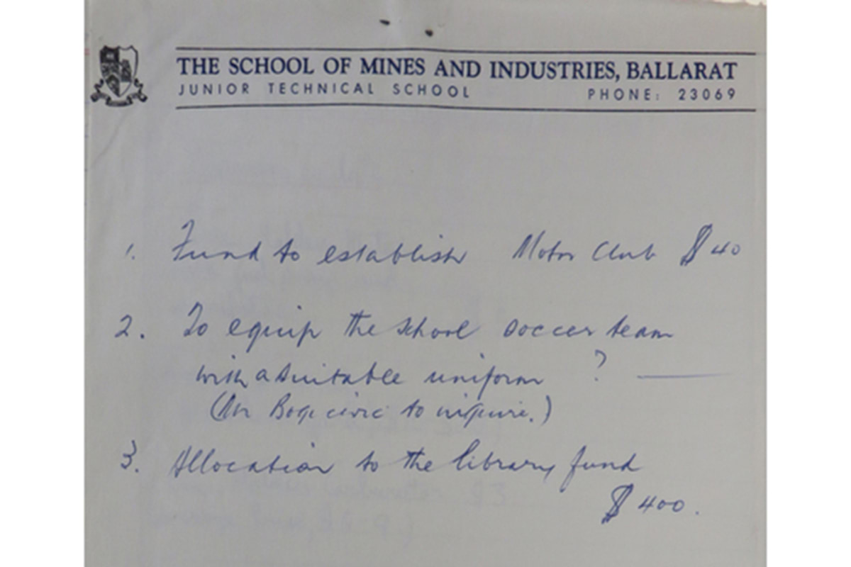 Ballarat Junior Technical school mothers club payment 1968