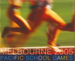 Pacific school games logo showing the legs of people in a running race