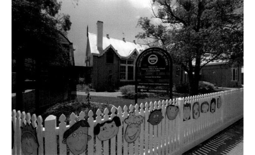 Elevated view of Bacchus Marsh Primary School around 2000.