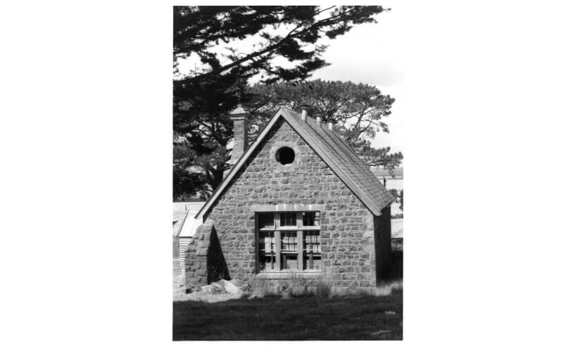 Rear view of Weatherboard Hill State School bluestone building in 1968.