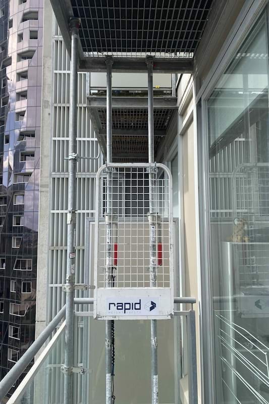 A safety barrier installed on an apartment balcony. 