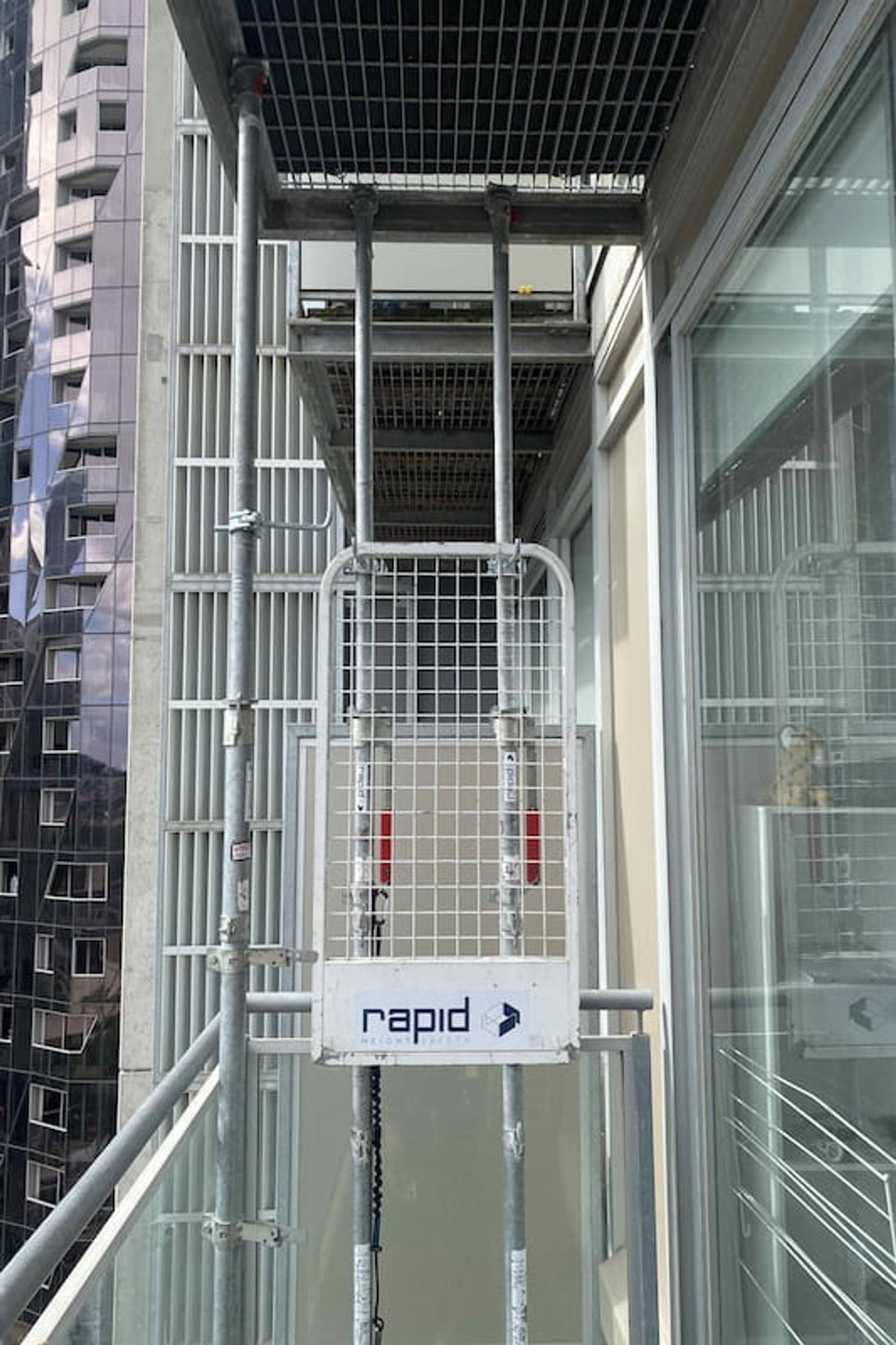A safety barrier installed on an apartment balcony.