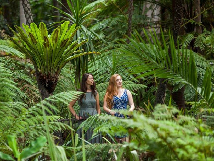 Two women exploring natural surrounds 