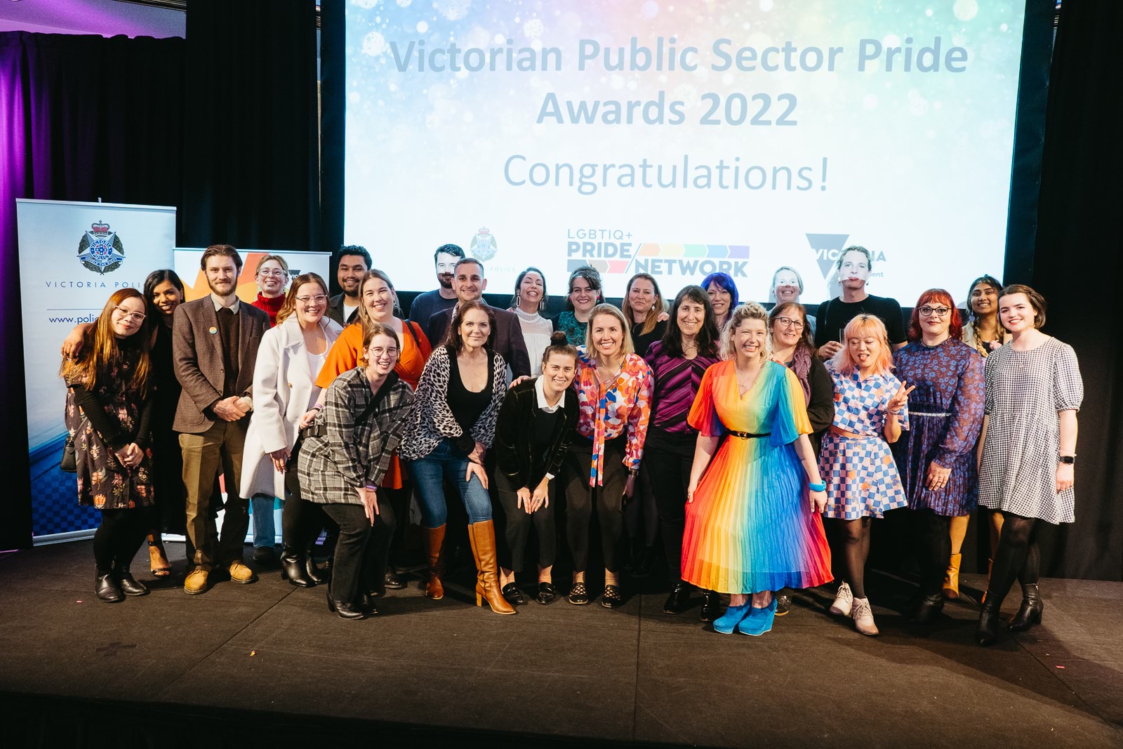 People celebrating the 2022 VPS LGBTIQ+ Pride Awards