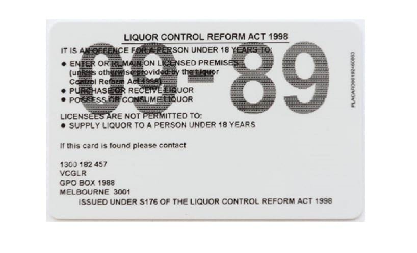 Back of Proof of Age Card