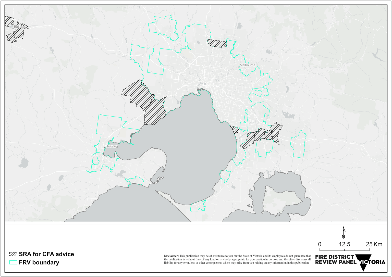 Map of Metro Melbourne which shows a visual representation of the FRV boundary and highlights the Station response area