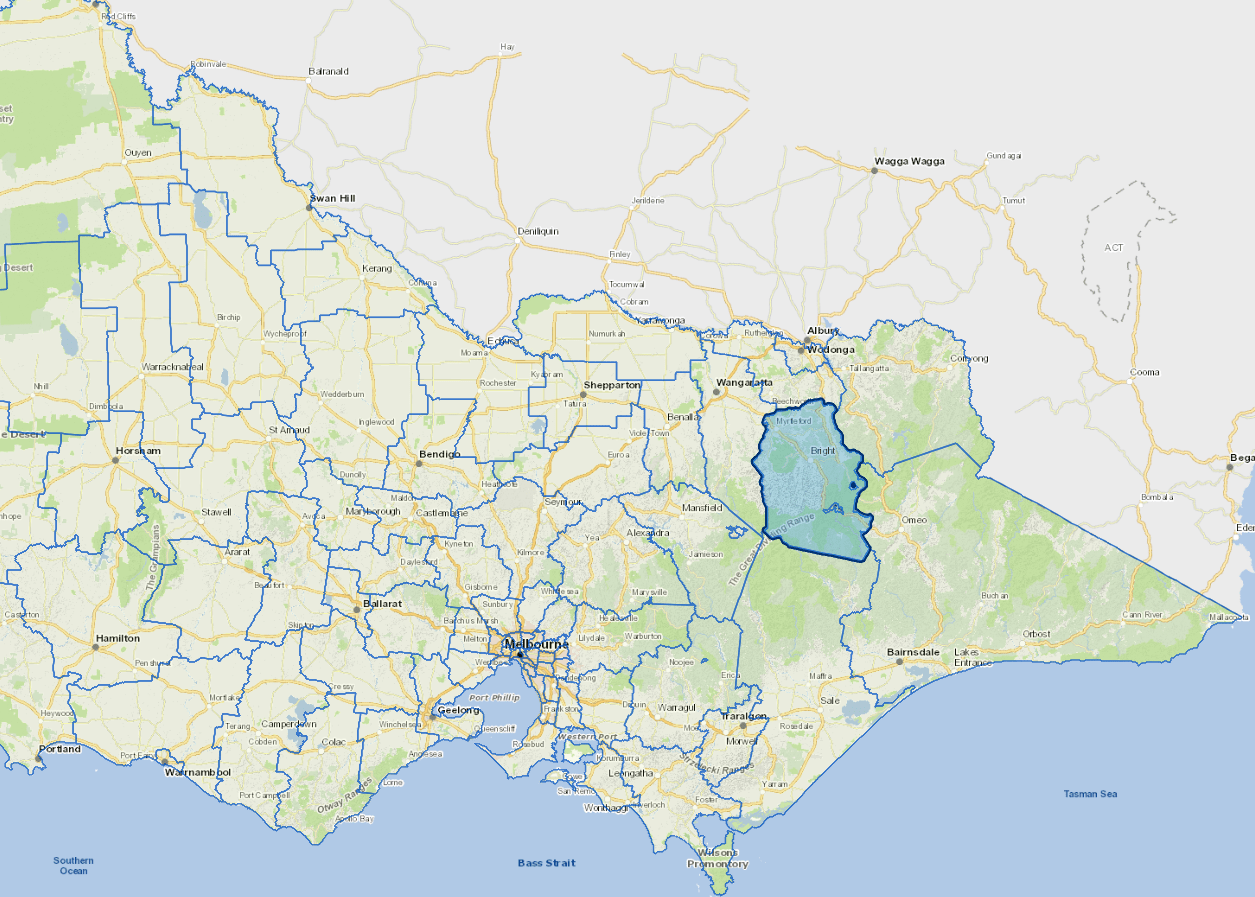 Static map image of Alpine Shire Council boundaries