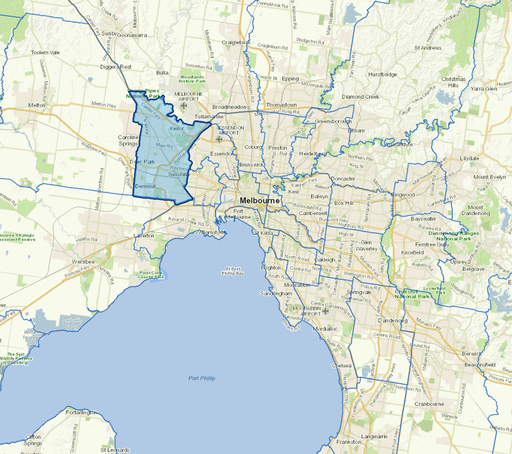 Static map image of Brimbank City Council boundaries