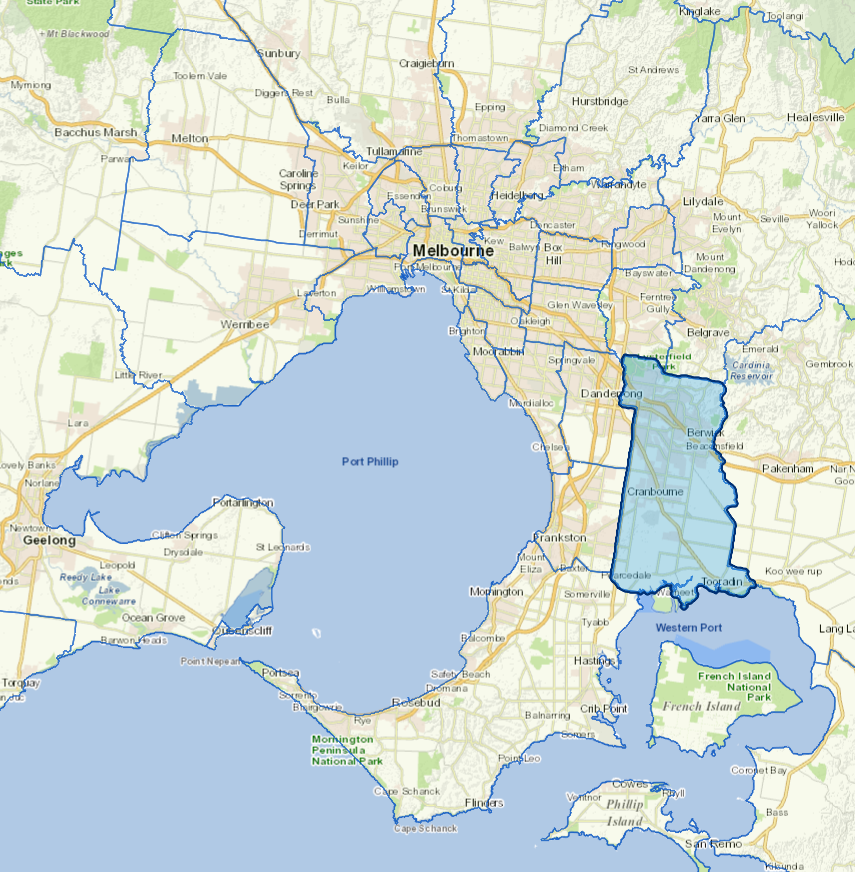 Static map image of Casey City Council boundaries