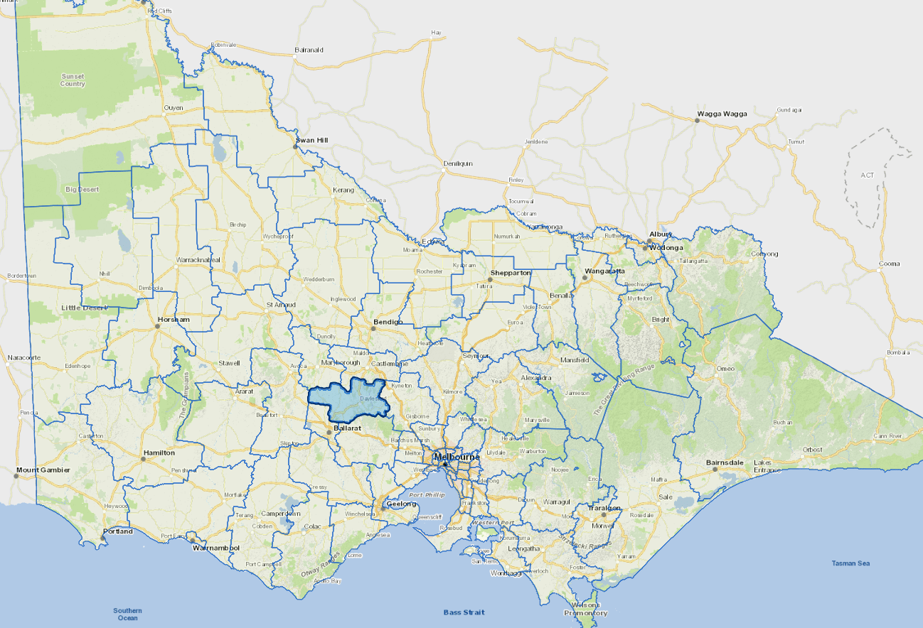 Static map image of Hepburn Shire Council boundaries