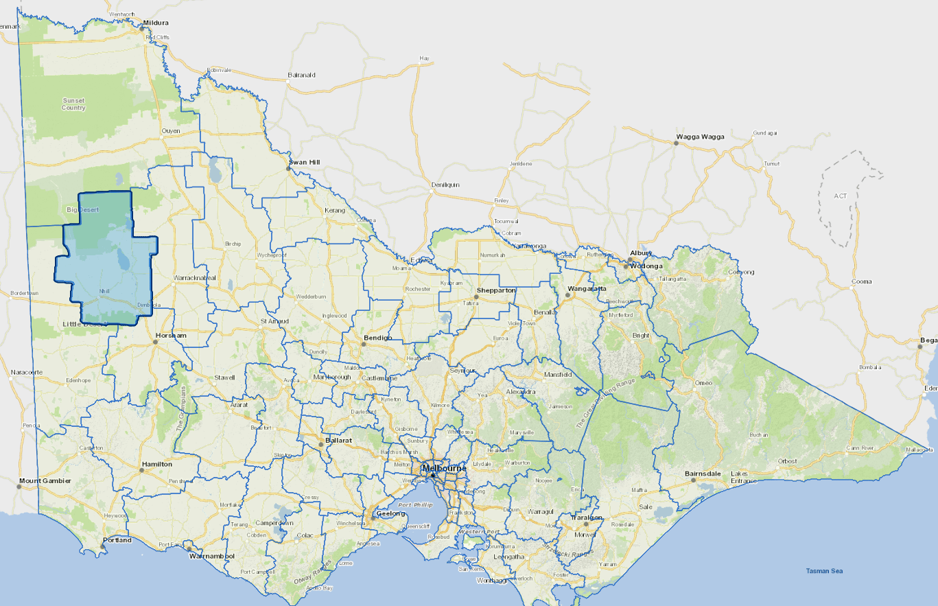 Static map image of Hindmarsh Shire Council boundaries