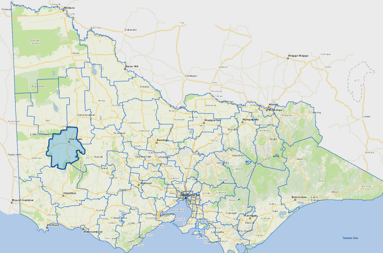 Static map image of Horsham Rural City Council boundaries