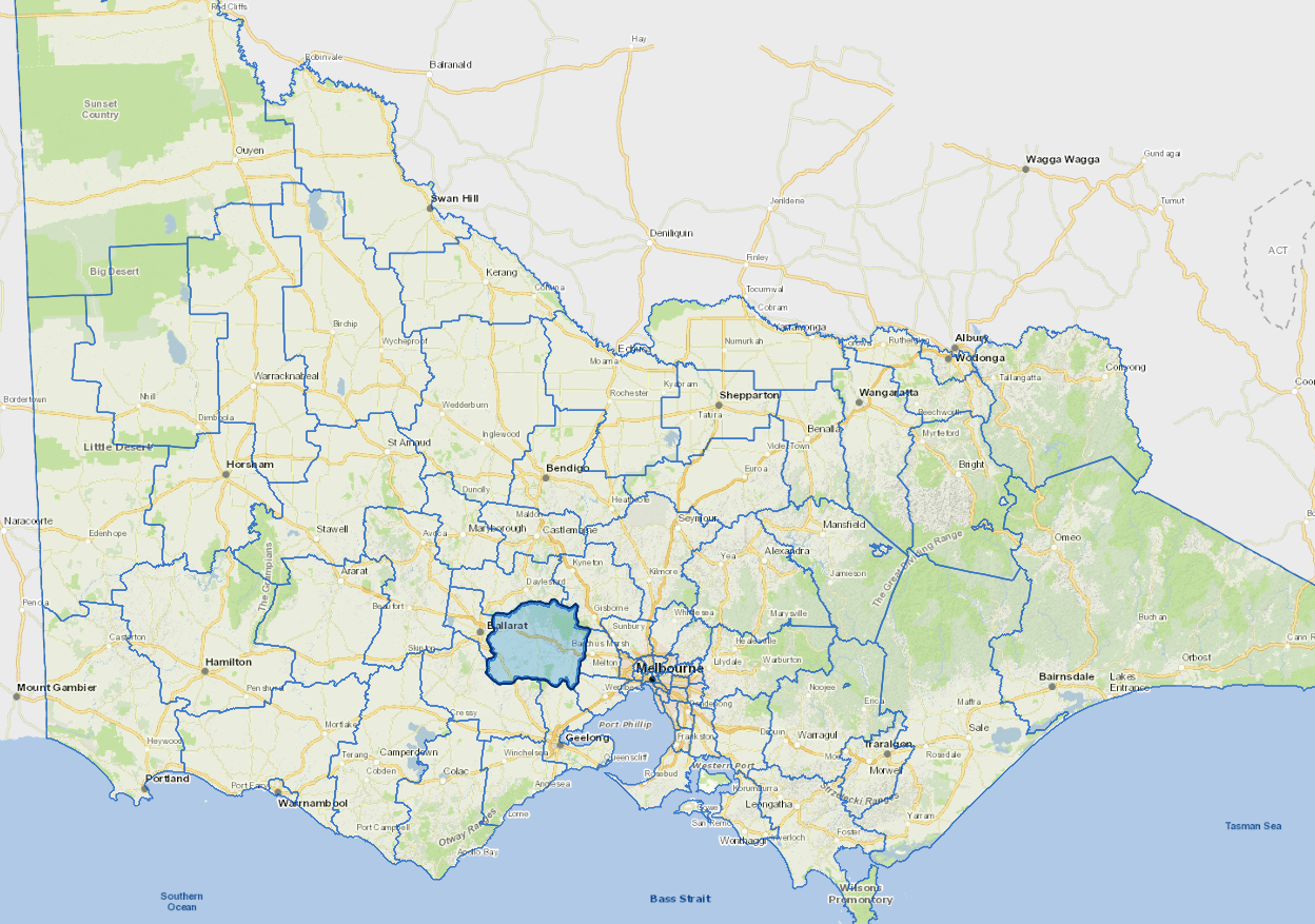 Static map image of Moorabool Shire Council boundaries