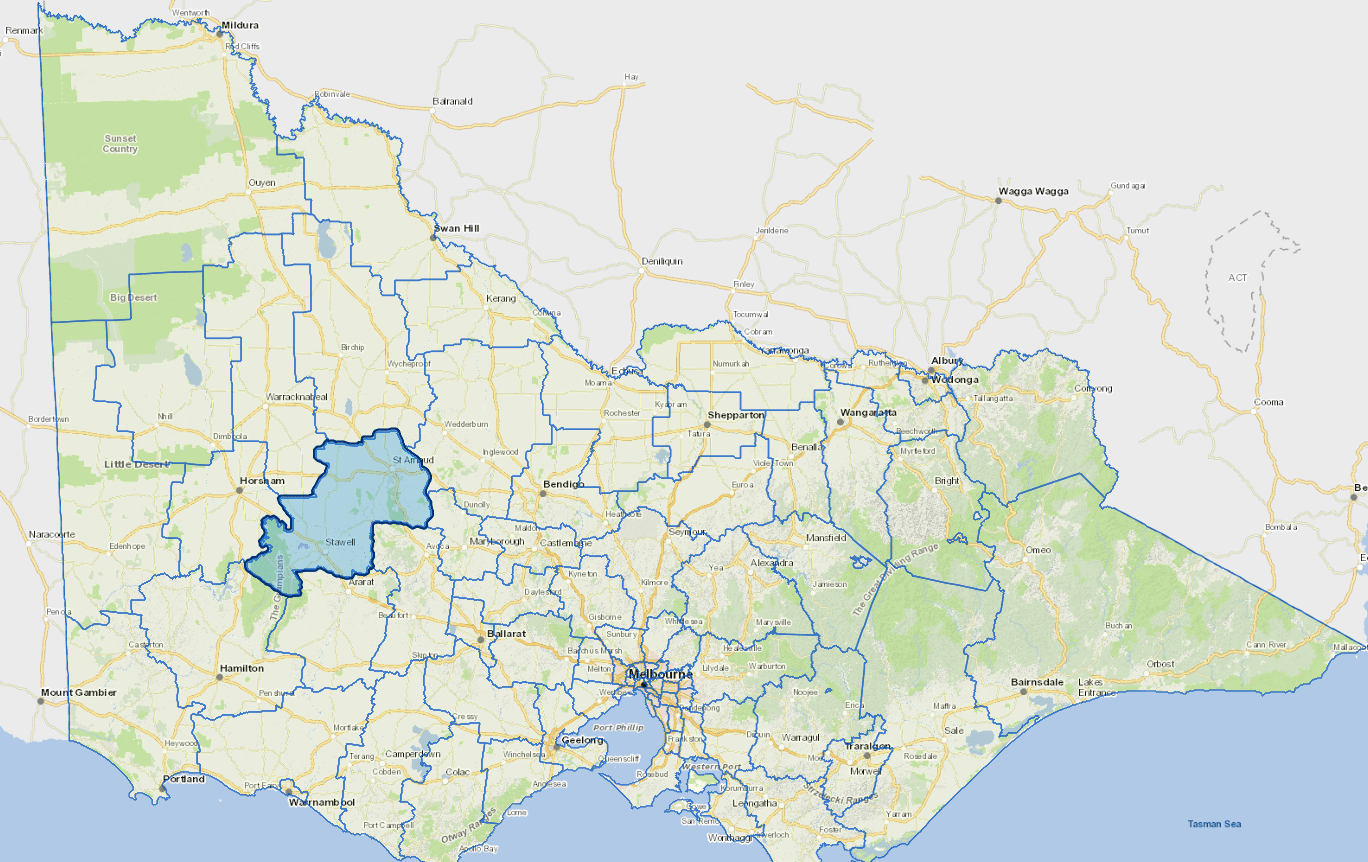 Static map image of Northern Grampians Shire Council boundaries