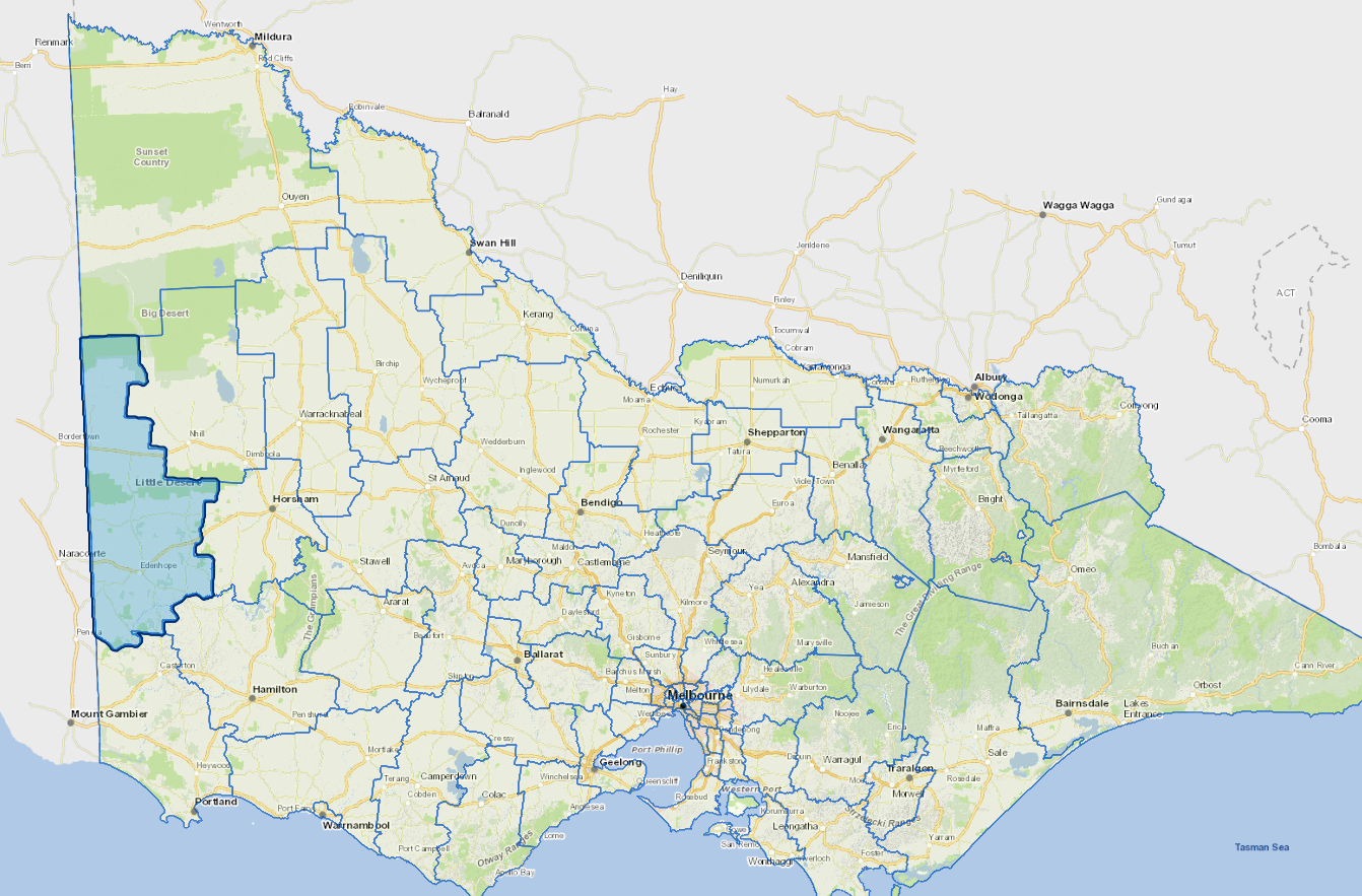 Static map image of West Wimmera Shire Council boundaries