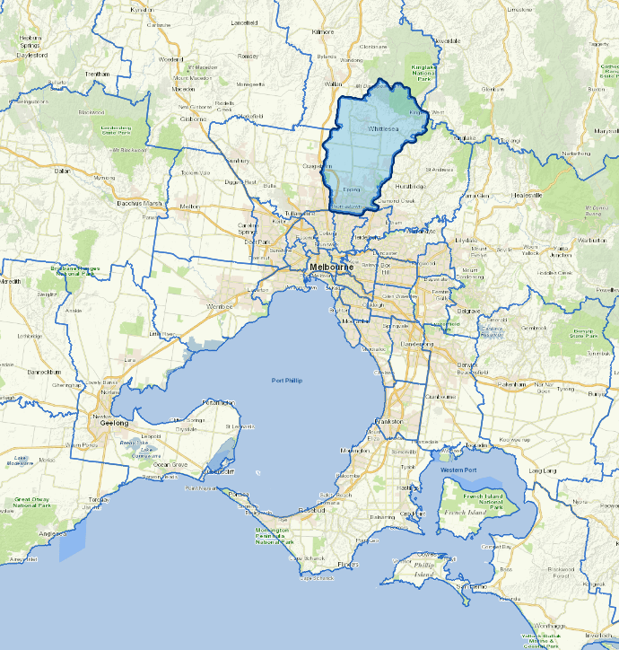 Static map image of Whittlesea City Council boundaries