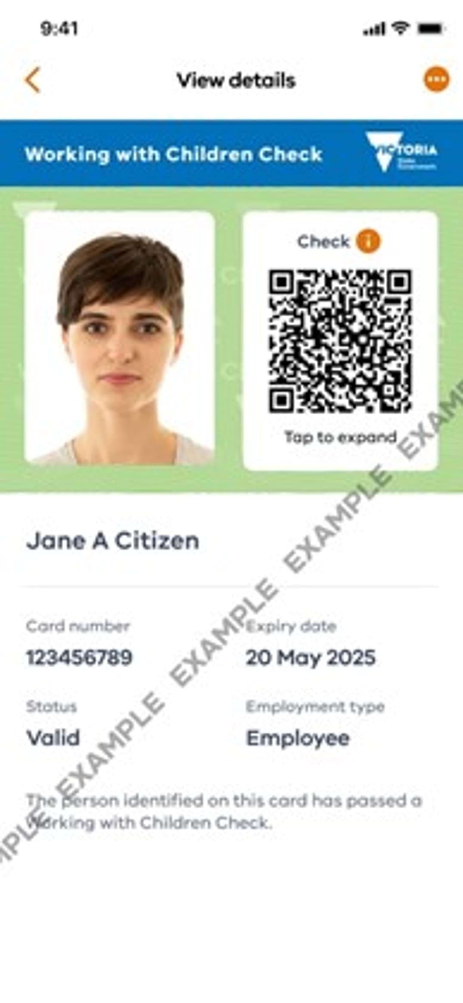 Example of an online WWCC