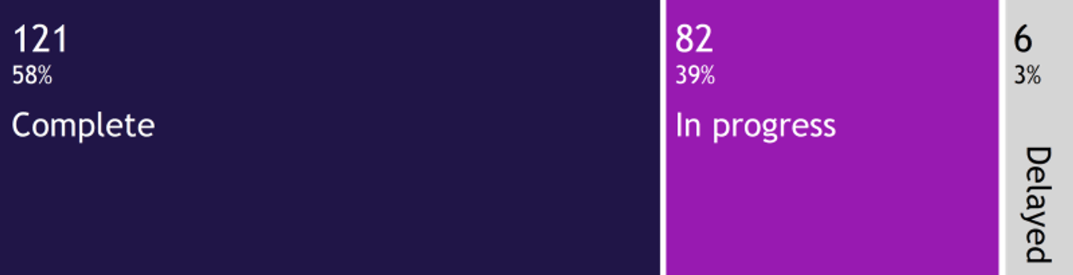 A graph showing the Rolling Action Plan activities by status