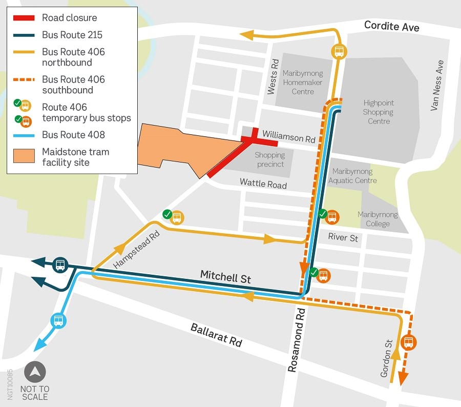 Alternative bus routes for 215, 406 and 408 buses