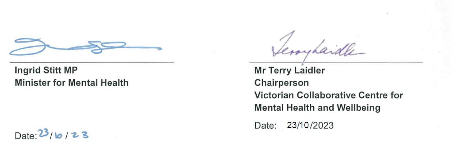 Ingrid Stitt Terry Laidler Signature for Statement of Priorities 2023-24