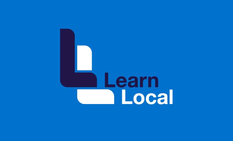 Learn Local logo with a blue background