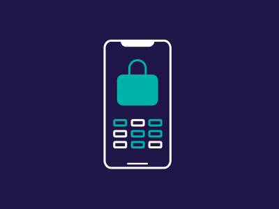 Icon of a mobile phone in the process of multi-factor authentication (MFA)