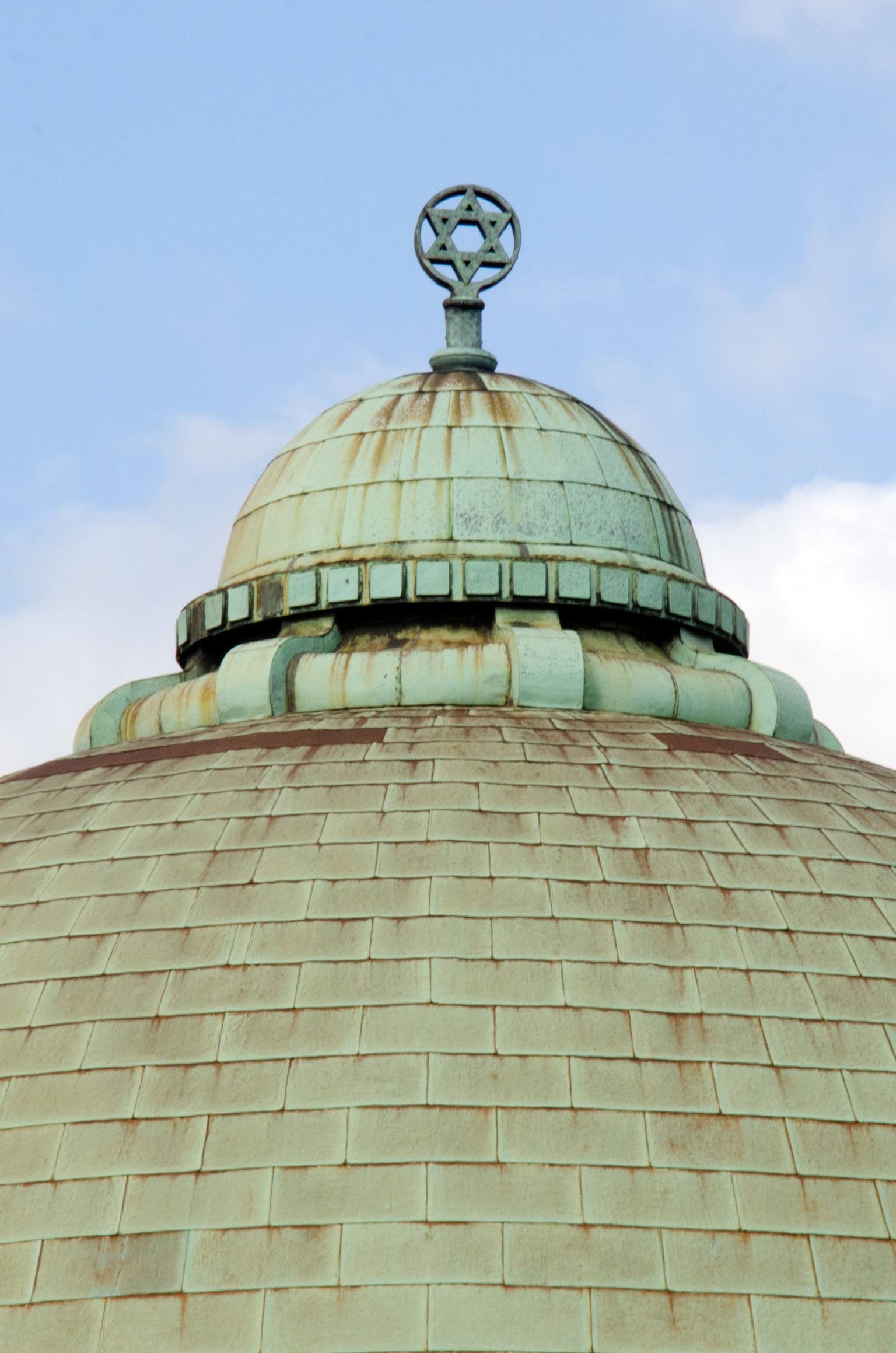 Synagogue Detail of the dome of a synagogue topped with a star of David.