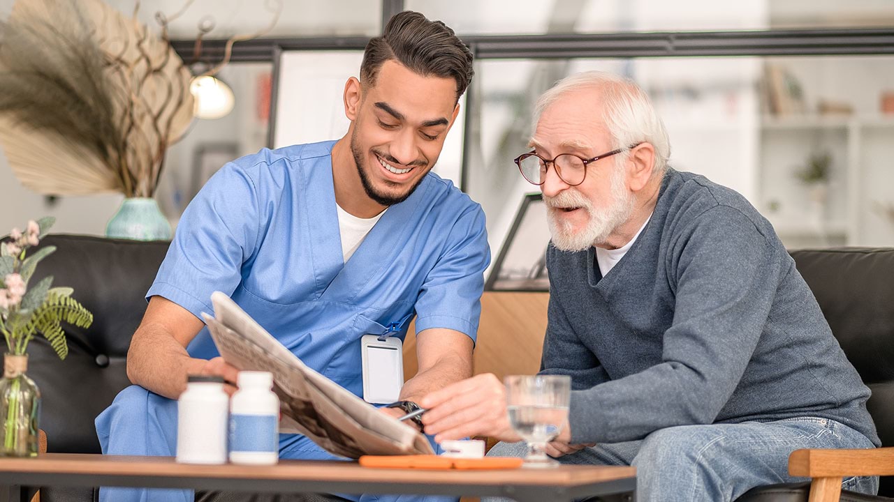 Carer assisting patient