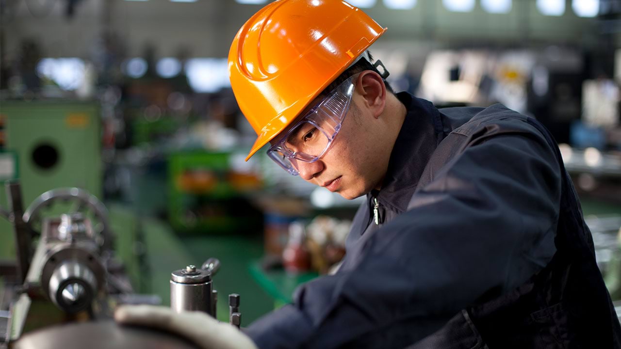 Person working on machine