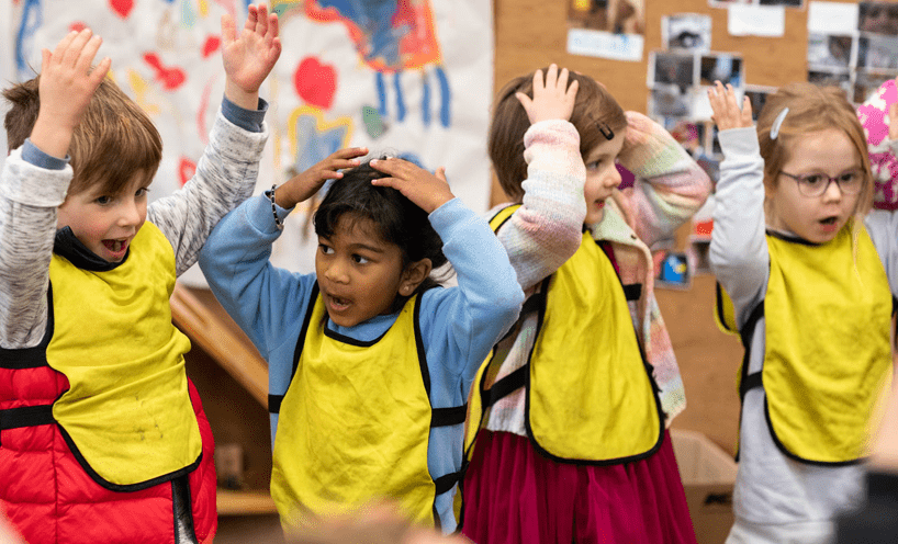 Young children playing at kinder