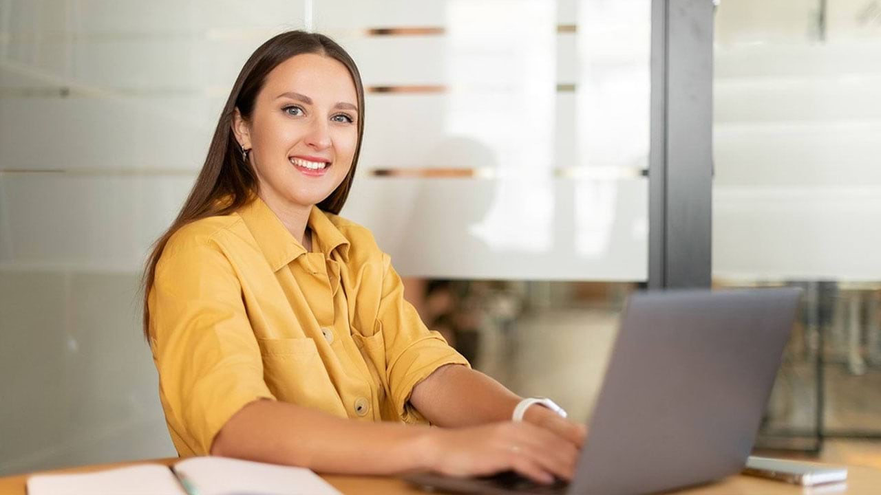 Person working on computer in office setting