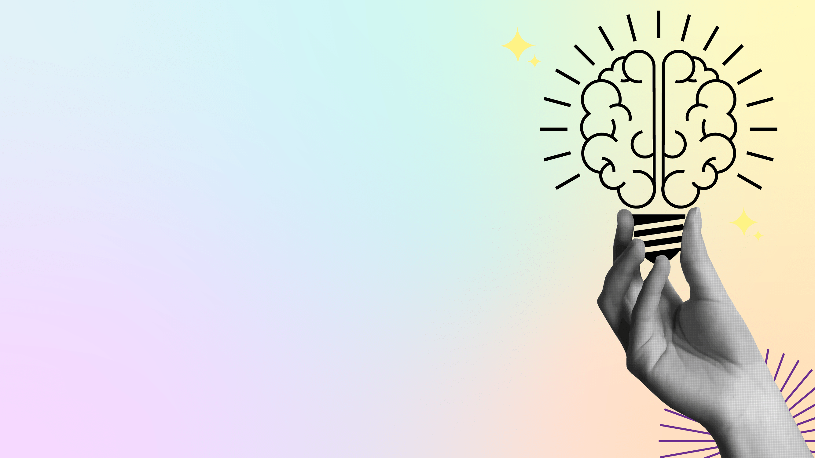 A hand holds a light bulb containing a brain.