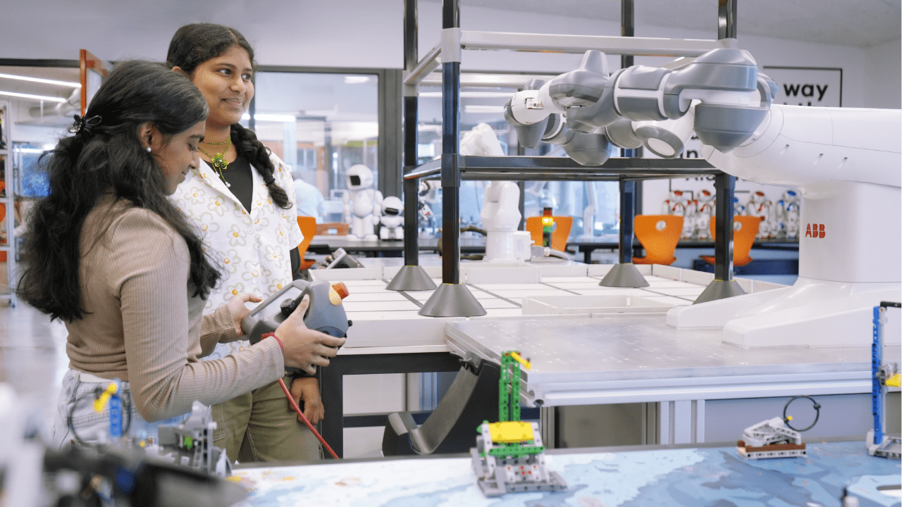 Two young women at tech school