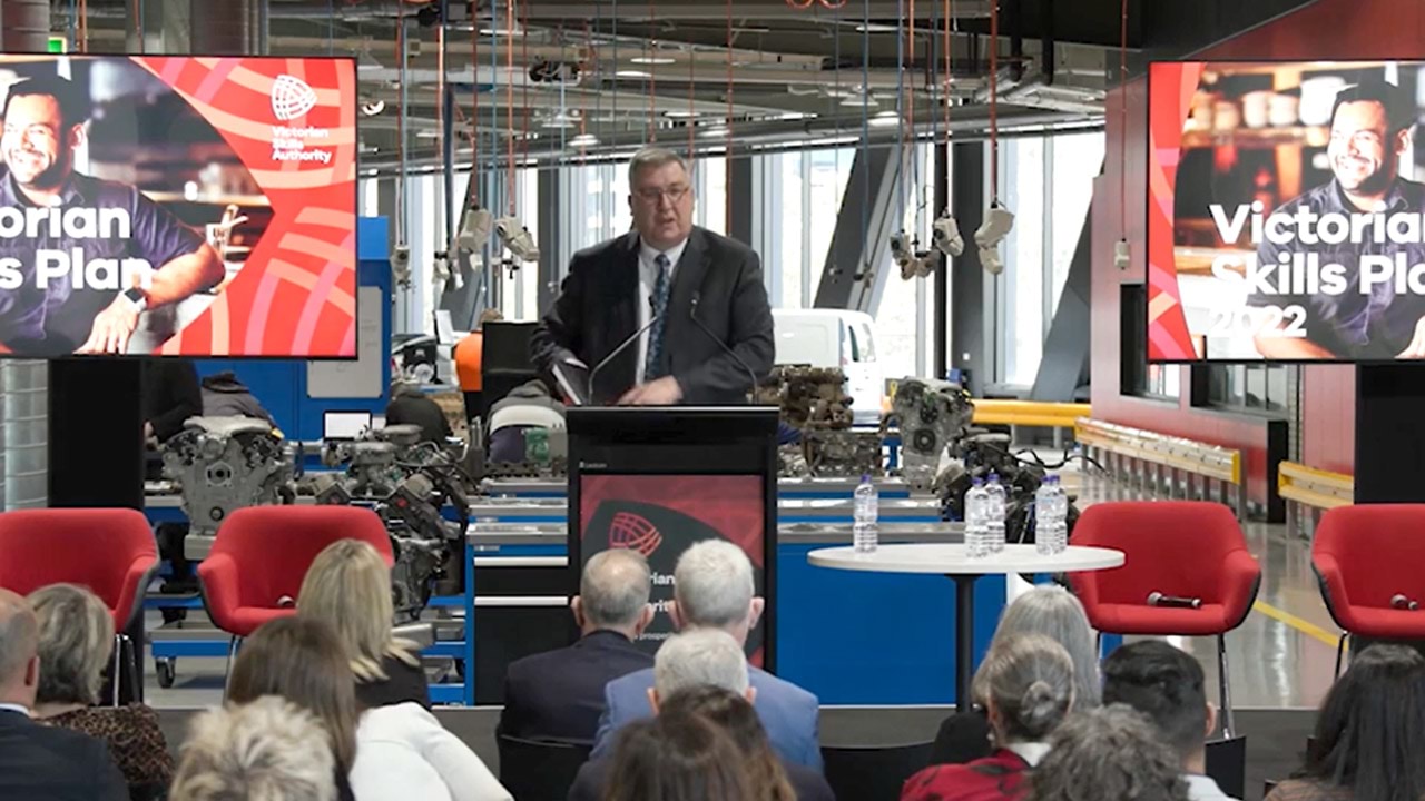 Craig Robertson, Victorian Skills Authority CEO speaking at the launch of the inaugural Victorian Skills Plan